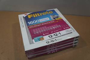 lot 122 image: 4 3M Filtrete 12 x 12 x 1 Furnace Filters