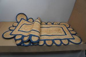 lot 142 image: Natural Jute Hand Braided Scalloped Runner 2x6
