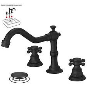 BWE 8 in. Widespread 2-Handle 3-Hole Bathroom Faucet with Drain Kit and cUPC Water Supply Lines in Matte Black   Customer Returns See Pictures