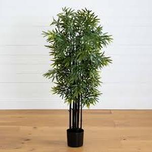 IndoorOutdoor 51 in. Bamboo Artificial Tree with Black Trunks UV Resistant by Nearly Natural Customer Returns See Pictures