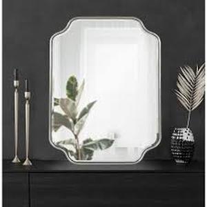 Plumley Scalloped 24 in. H x 18 in. W Glam Irregular Framed Silver Wall Mirror by Kate and Laurel   Customer Returns See Pictures
