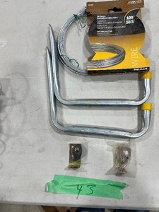 ROLL OF GALVANIZED 14 GA WIRE, 2 HOOKS, 2 BROOM HOLDERS