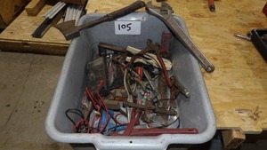 LARGE TUB OF TOOLS VOLT METER 15 CRESENT, HATCHET, & MORE