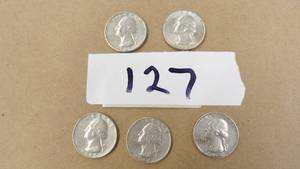 ESTATE FOUND WASHINGTON QUARTERS 90% SILVER 4) 1964D 1) 1962D