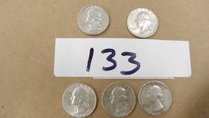 ESTATE FOUND WASHINGTON QUARTERS 90% SILVER 4) 1964D 1) 1963D