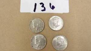 4) 40% SILVER HALF DOLLARS 1965, 1967, 1968, 1969