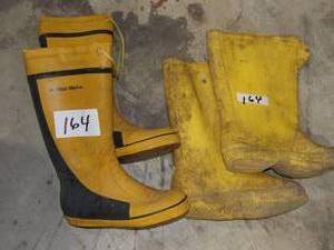 2 PR RUBBER BOOTS 1 SIZE 12 OVERSHOE, & 1 SIZE 10 BOOT