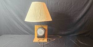lot 201 image: Unique Table Lamp with Electric Meter Base and Fabric Shade