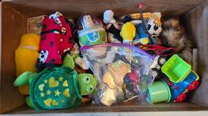 lot 184 image: Box of Assorted Plush Toys and Action Figures
