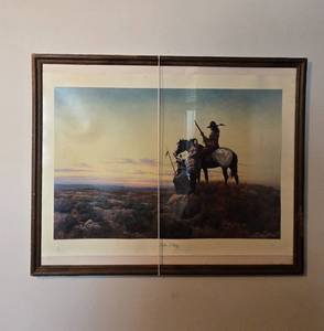 lot 188 image: Iron Pony Framed Artwork Print of Two Native American Warriors