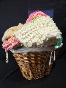 lot 290 image: Collection of Yarn and Knitting Supplies Including Storage Baskets and Containers