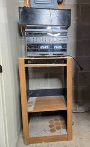 lot 293 image: Vintage Montgomery Ward Dual Cassette Stereo System with Stand