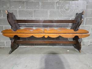 lot 297 image: Used Wooden Bench with Ornate Design