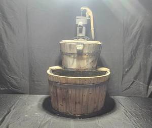 lot 126 image: Vintage Wooden Double-Tier Water Fountain Decoration