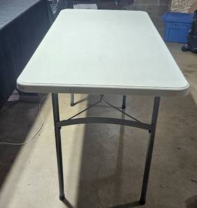 lot 144 image: Portable Folding Utility Table with Metal Legs