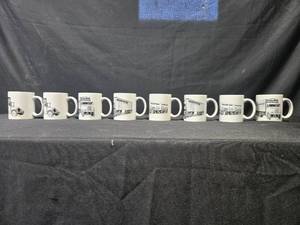lot 318 image: Vintage Truck Print White Ceramic Mugs