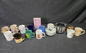 lot 330 image: Assorted Mugs, Plates, and Glass Baking Dish Collection