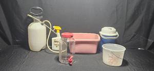 lot 345 image: Assorted Household Containers and Sprayer Set