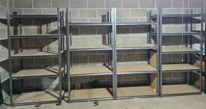 lot 461 image: Lot of 4 Heavy Duty Steel Shelving Units