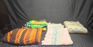 lot 373 image: Lot of Handmade Crochet Blankets with Vibrant Patterns