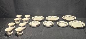 lot 381 image: Seltmann Weiden Bavaria Floral Dinnerware Set - 8 Tea Cups and Saucers and 8 Small Plates