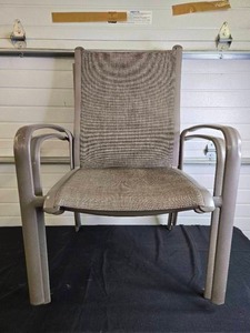 lot 77 image: Pair of Outdoor Metal Patio Chairs with Mesh Design