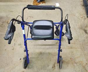 lot 60 image: Blue Adult Walker with Padded Seat