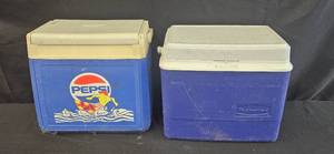 lot 61 image: Pair of Vintage Camping Coolers - Pepsi and Rubbermaid