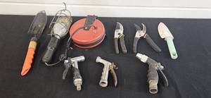lot 64 image: Assorted Gardening Tools and Water Nozzles