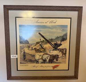lot 110 image: America at Work Framed Poster from Red Wing Shoe Collection