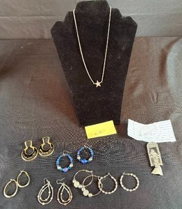lot 417 image: Assorted Jewelry Collection Star Necklace and Pairs of Earrings