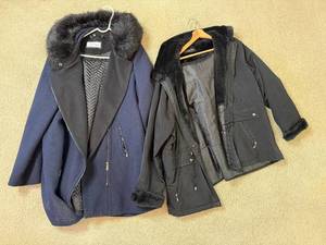lot 434 image: Set of 2 Faux Fur-Trimmed Coats by Calvin Klein & Forecaster of Boston, Size XL