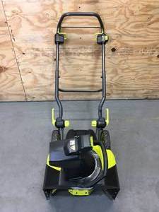 lot 2 image: Ryobi 40V HP Brushless 18 Single-Stage Cordless Electric Snow Blower Model # RY40809VNM