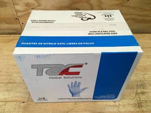 lot 83 image: Case of TAC Powder Free Blue Nitrile Gloves Size Large