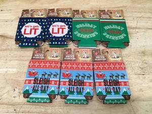 lot 90 image: UNCLE BOBS Lot of 7 Packs of- Neoprene Drink SleevesCan Koozies (2 per pack) (Holiday themed)