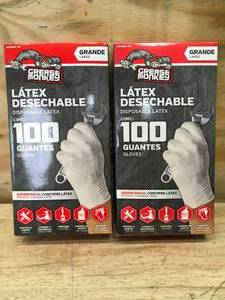 lot 104 image: Lot of 2 - Boxes of Grease Monkey Latex Gloves Size Large (100 Gloves Per Box)