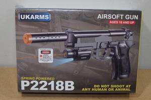 lot 4 image: UKArms P2218B Spring Powered Airsoft Gun with Laser