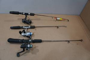 lot 58 image: 3 Ice Fishing RodReel Combos