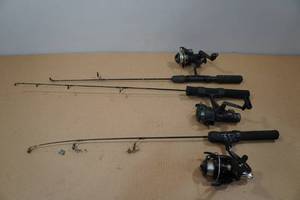 lot 59 image: 3 Ice Fishing RodReel Combos