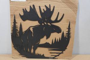 lot 62 image: Laser Cut Steel Moose Wall Art