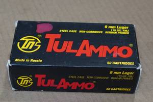 lot 124 image: 50 TulAmmo 9mm Luger 115 Gr Steel Case Ammo