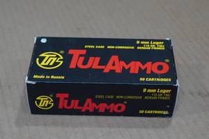 lot 125 image: 50 TulAmmo 9mm Luger 115 Gr Steel Case Ammo