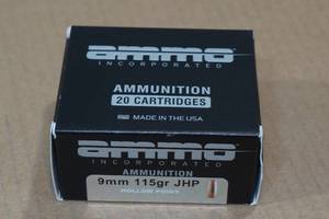 lot 127 image: 20 Ammo Inc 9mm 115 Gr JHP Ammo