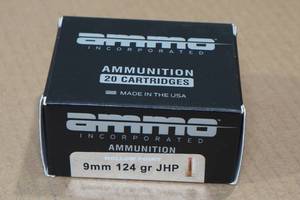 lot 128 image: 20 Ammo Inc 9mm 124 Gr JHP Ammo
