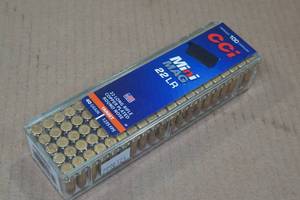 lot 133 image: 100 CCI Mini Mag .22 LR 40 Gr Plated RN Ammo