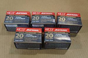 lot 141 image: 100 Barnaul .223 Rem 55 Gr FMJ BT Steel Case Ammo