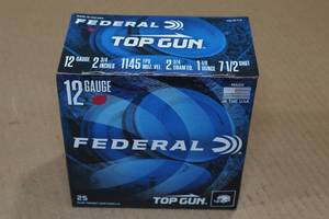 lot 163 image: 25 Federal Top Gun 12 Gauge 2-34 7.5 Shot Shotshells