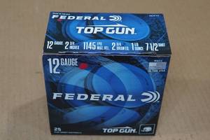 lot 165 image: 25 Federal Top Gun 12 Gauge 2-34 7.5 Shot Shotshells