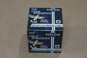 lot 170 image: 25 Fiocchi Field Dynamics .410 Bore 2-12 Dove Load 8 Shot Shotshells
