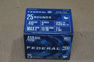 lot 174 image: 25 Federal Game Load .410 Bore 3 7.5 Shot Shotshells